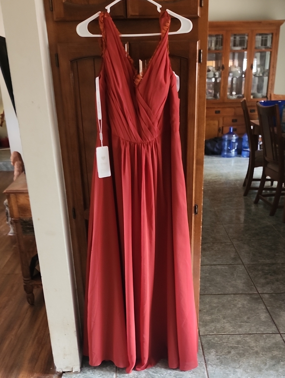 Sleeveless V-Neck Maxi Dress in Rust Red
